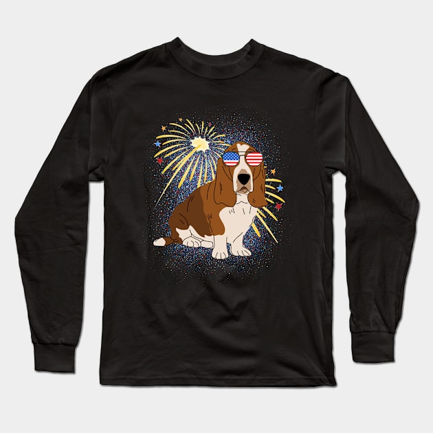 Cool Dog USA flag Patriotic 4th July independence day coolest shirt for july forth Long Sleeve T-Shirt by BoogieCreates